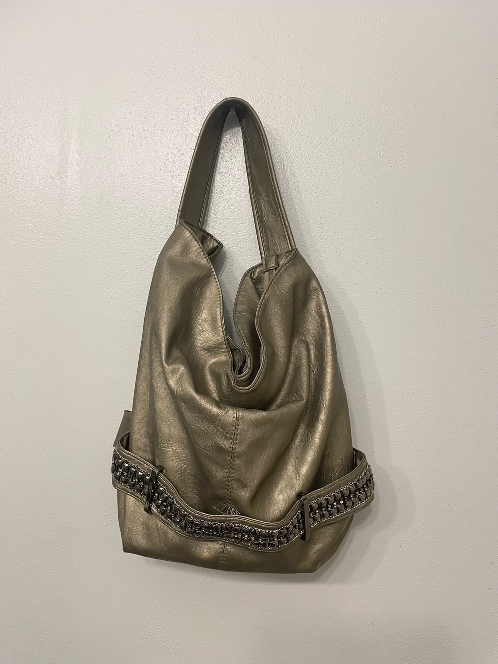 Charming Charlie Metallic Shoulder Hobo Bag